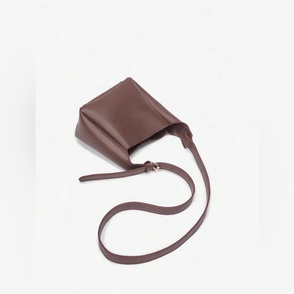 Brown Large Capacity Crossbody Bucket Bag